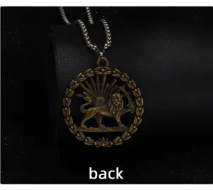 Vintage stainless steel lion pendant necklace for men retro punk biker jewelry gift.