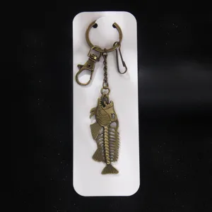 Vintage Bronze Fisch Skelett Schlüsselanhänger Retro Metall Taschen Anhänger Deko Accessoire
