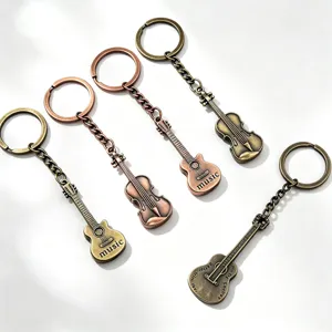 Portachiavi in Metallo Vintage Chitarra Violino Nota Musicale Ciondolo Retrò Strumento Musicale Anello Chiave Fascino Regalo Per Quotidiano