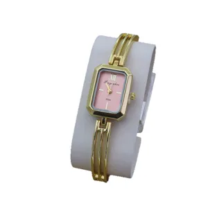 Women fashion quartz watch bracelet style small square watch elegant gold jewelry wristwatch
