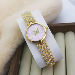 Elegante Strass Damen Armbanduhr Quarz gold Armband Uhr für Frauen Mode Schmuck Geschenk