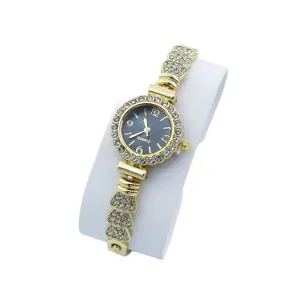 Damen Strass Quarz Armbanduhr gold Mode elegante Armbanduhr fur Alltag Geschenk