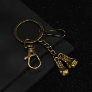 Vintage boxing glove metal keychain bronze keyring fashion accessory gift for sports fans