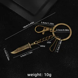 Vintage antique brass metal rune dagger keychain, game peripheral backpack pendant, 10cm length