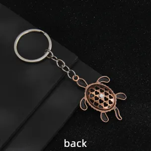 Zinklegierung Schildkröten Schlüsselanhänger mit Herzperforationen und Strass, Taschenanhänger.