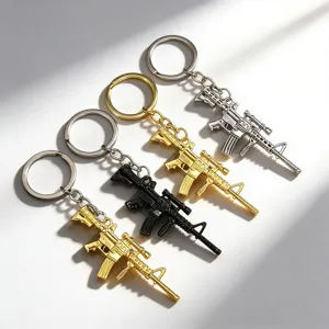 Llavero de Metal con Modelo de Fusil de Asalto Forma de Pistola Anillo de Llave para Decoración de Mochila Joyería Genial para Hombre
