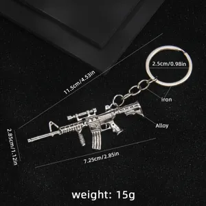Llavero de Rifle de Asalto de Metal Colgante de Mochila Modelo de Arma de Aleación 15g