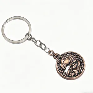 Portachiavi testa di cavallo in bronzo vintage anello metallo borsa ciondolo regalo