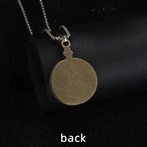 Vintage round stainless steel necklace with pendant, stylish horse head design jewelry.
