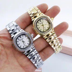 Women's Fashion Square Quartz Watch Rhinestone Bezel Alloy Case Stainless Steel Band Luminous Calendar Ladies Wristwatch