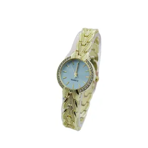 Women gold quartz watch vintage luxury rhinestone dial stylish elegant fashion ladies wrist watch