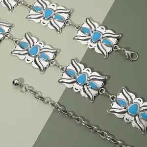 Chaîne de taille en métal argenté style bohème vintage pour femmes bijoux de robe de jeans