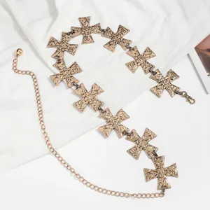 Vintage Gothic Kreuz Metall Taillenkette Koerperschmuck Modeaccessoire fuer Damen neu