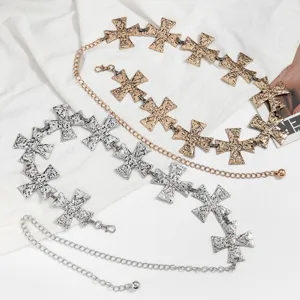 Boho-Vintage Metall Kreuz Taillenkette Gürtel Für Damen Gotik Punk Gliederkette Körperkette Hosen Modeschmuck Accessoire