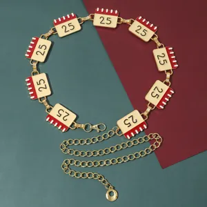 Cadena de Cintura Étnica Regalo de Navidad Aleación Esmalte Estrella Copo de Nieve Campana Bucle Único Ajustable Cadena de Cuerpo Joyería para Mujer