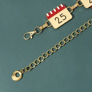 Cadena de metal dorado con colgante de calendario 25 esmalte rojo blanco regalo de navidad accesorio