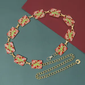 Cadena de cintura de metal regalo de navidad con eslabones caja de regalo, accesorio de moda.