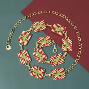 Cadena de cintura caja de regalo de Navidad esmalte metal cinturón accesorios fiesta