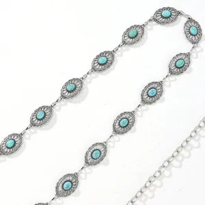 Chaîne de taille en métal turquoise bohème vintage pour femme bijou de ceinture chic