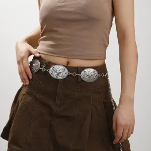 Chaîne de Taille Vintage en Alliage de Zinc avec Tête de Taureau Sculptée Ceinture en Métal Bohème Ethnique pour Femmes Bijoux