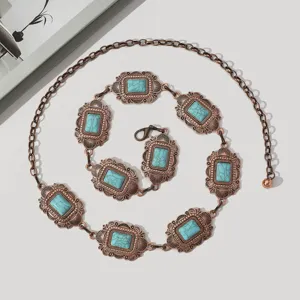 Vintage τιρκουάζ αλυσίδα μέσης γυναικεία boho σώματος λεπτομέρεια για κοσμήματα