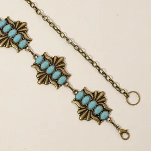 Chaîne de taille turquoise vintage femme boho chaîne de corps métal bronze antique détail