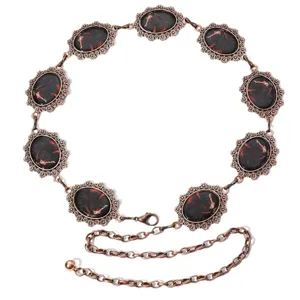 Vintage bronzen paard taille ketting retro legering ovale hanger jurk riem sieraden accessoires