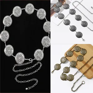 Chaine de taille ronde en metal carve de style ethnique retro pour les femmes chic