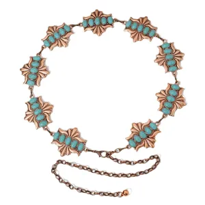 Chaine de taille femme retro turquoise metal ceinture style boheme jeans bijou chic