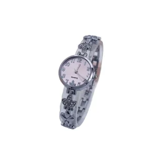 Elegant women quartz watch with clover bracelet strap, clear numbers and stylish design main