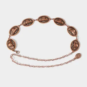 Chaîne de taille en métal couleur cuivre vintage chapeau de cowboy médaillon ceinture bijoux