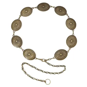 Ceinture de chaîne de taille en métal sculpté floral rétro vintage pour robe bohème.