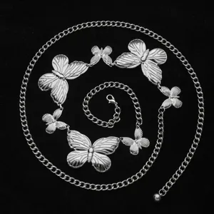 Chaîne de Taille en Métal Papillon Bohème Vintage pour Femmes Style Y2K Réglable Coeur Floral Pendentif Turquoise Ceinture Bijoux