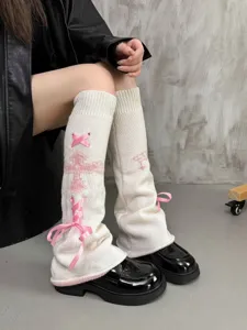 Bequeme süße Lolita Strick Beinstulpen Schleife Kreuz Winter Warme Stulpen JK Socken