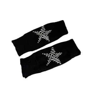 Y2K Manchons Tricotés Motif Étoile Gothique Noir Manches Anti-UV Gants Sans Doigts