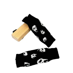 Gants Tricotes Noirs Sans Doigts Squelette Halloween Hiver Chaud Laine Gants Chauds