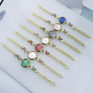Luxe vrouwen mode strassteen vlinder kwarts horloge gouden ketting armband horloge