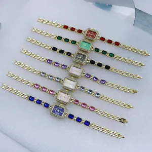 Damen Quarzuhr Luxus Strass quadratisches Zifferblatt Kristall Armbanduhr Mode