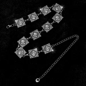 Cadena de cintura cuadrada con diamantes de imitación cabeza de caballo boho mujer
