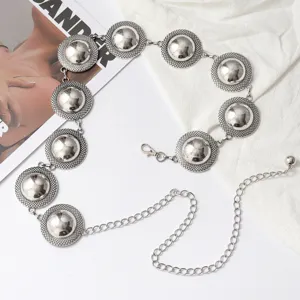 Cinturón de cadena de metal plateado vintage mujer vestido detalle decorativo elegante