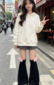 Lolita Stulpen mit rosa Flügeln, weite gestrickte Beinlinge für Mädchen und JK-Stil.