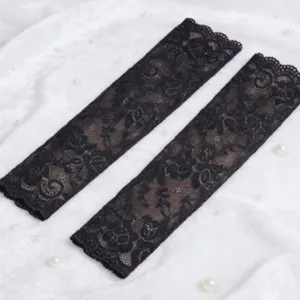 Sommer schwarze Spitzen Langarm Sonnenschutz Armstulpen elegante Blumen JK Bündchen.