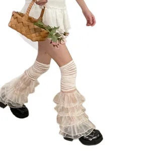 Y2K weiße rüschen beinlinge spitze schicht socken für damen harajuku mode stil hauptbild