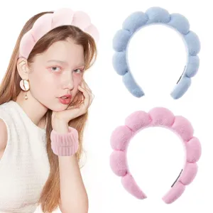 Damen Wolke Gepolstertes Stirnband High Top Schwamm Haarreif Einfarbig Stoff Zopfmuster Stirnband Gesicht Waschen Make-Up Haarschmuck