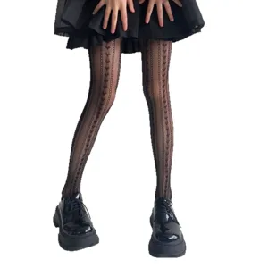 Schwarze Herz Muster Netz Strumpfhose für Damen, süße JK Stil spitze Strümpfe Beine.