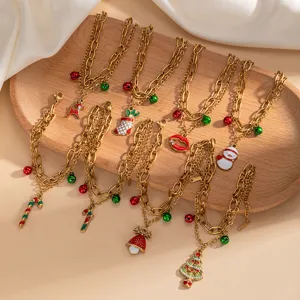 Bracciale a doppio strato in acciaio inossidabile di Natale retro oro gioielli charm donna uomo