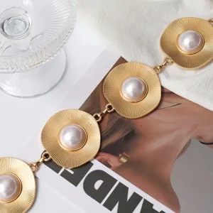 Gouden metaal cirkel parel taille ketting mode decoratieve riem voor jurken jeans