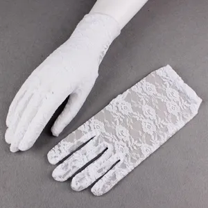 Weisse Spitzenhandschuhe Sommer duenn UV Schutz Sonnenschutz atmungsaktiv elastisch