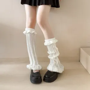 Damen Süße Y2K Rüschen Spitze Stulpen JK Slouchy Gestrickte Socken Mesh Hohl Harajuku Lolita Beinstulpen Für Frühling Herbst