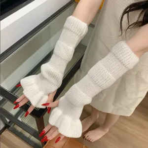 Acrylic Knitted Flare Arm Sleeves Wavy Edge Long Warm Arm Warmers For Women JK Style Winter Knitted Wrist Guards